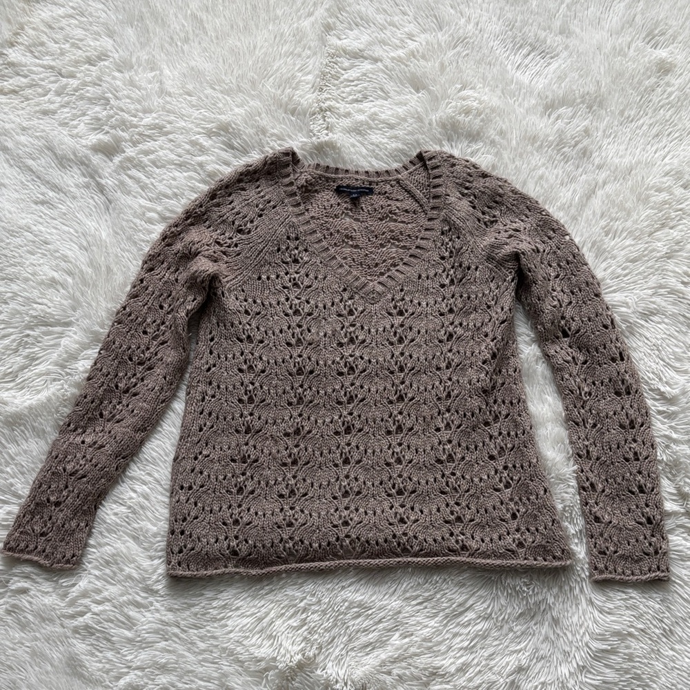 American Eagle Outfitters Women's Taupe V-Neck Sweater